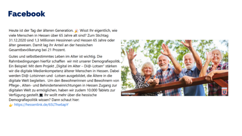 Heute ist der Tag der älteren Generation. 