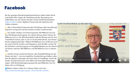 Bei der gestrigen Ministerpräsidentenkonferenz haben haben Bund und Länder über Fragen der Verteilung und der Versorgung von Geflüchteten aus der Ukraine beraten. 