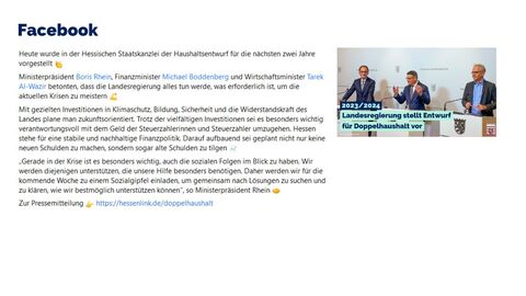 Facebook-Post vom 23. September 2022