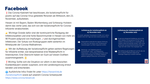 Facebook-Post von Dienstag, 22. November 2022 um 15:09