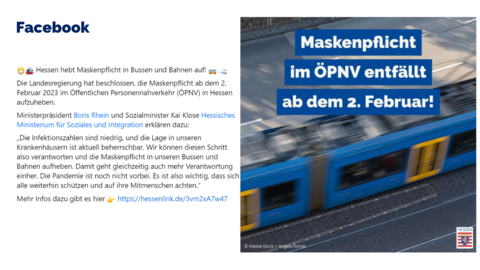 Facebook-Post von Donnerstag, 19. Januar 2023 um 11:15