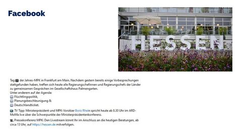 Facebook-Post vom 13. Oktober 2023