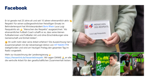 Facebook-Post vom 08. Dezember 2023