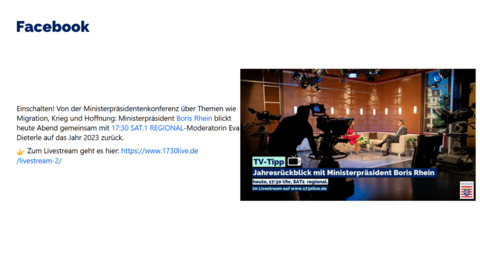 Facebook-Post vom 29. Dezember 2023