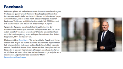 Facebook-Post vom 28. Februar 2024