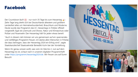 Facebook-Post vom 18. April 2024