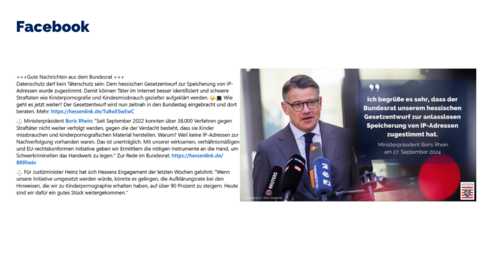 Facebook Post vom 27. September 2024