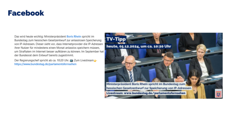 Facebook Post vom 05. Dezember 2024