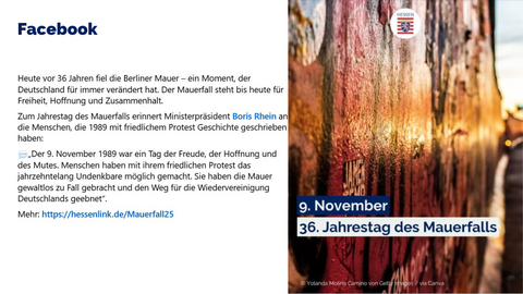 Facebook-Post vom 9. November 2025 
