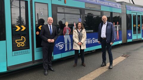 v.l.n.r.: Antisemitismusbeauftragter Uwe Becker, WIZO-Präsidentin Nicole Faktor, VGF-Geschäftsführer Thomas Wissgott