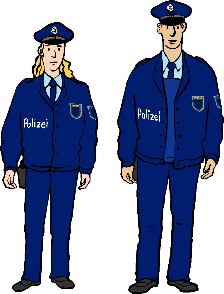 Die Polizei Ein Polizist und eine Polizistin