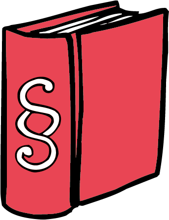 Gesetz-Buch Ein Buch mit dem Zeichen für Gesetz